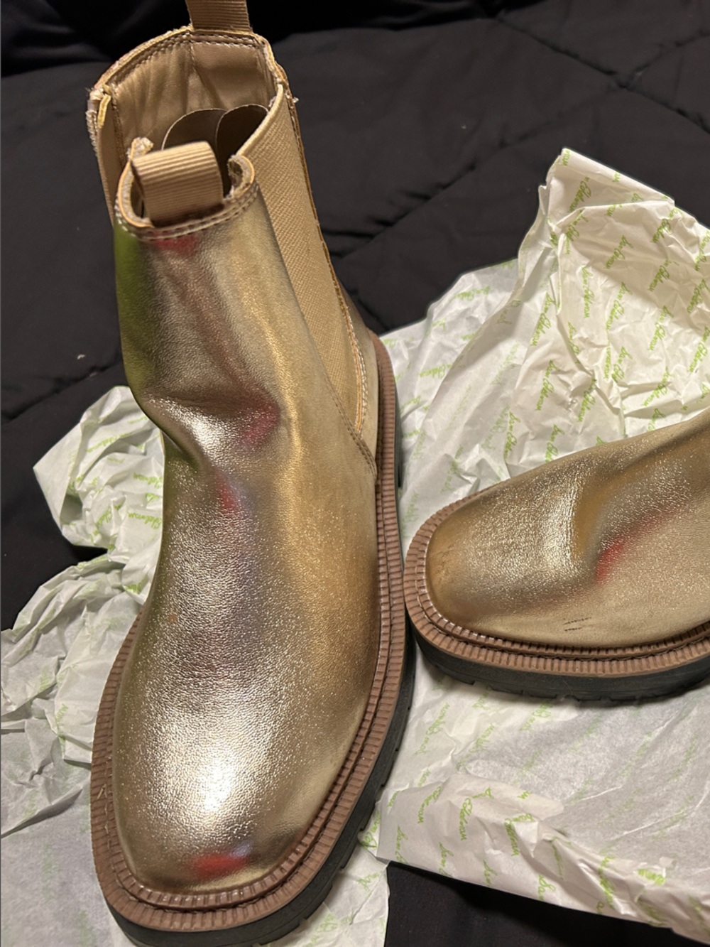 Sam Edelman Gold Metallic Chelsea Booties